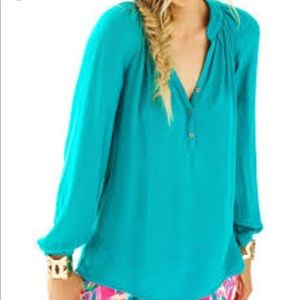 Turquoise Elsa long-sleeve Lilly Pulitzer top